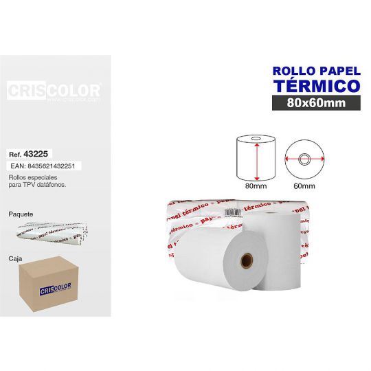 CRISCOLOR ROLLO TERMICO 80X60MM FSC® A000523 (Pack 8 Und.)