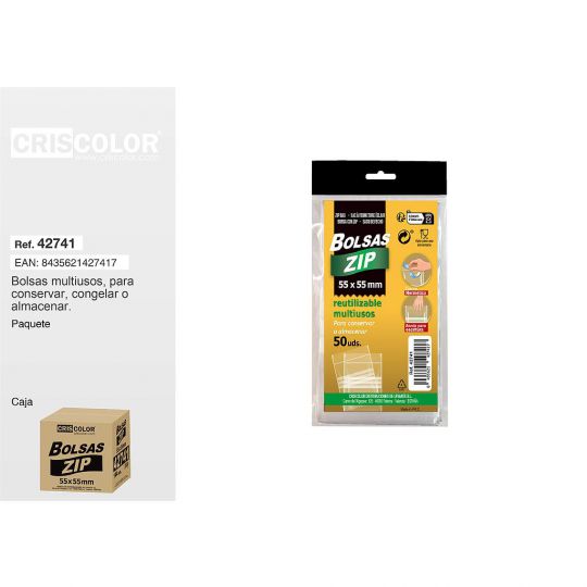 BOLSA ZIP 50UDS 55X55MM (Pack 12 Und).