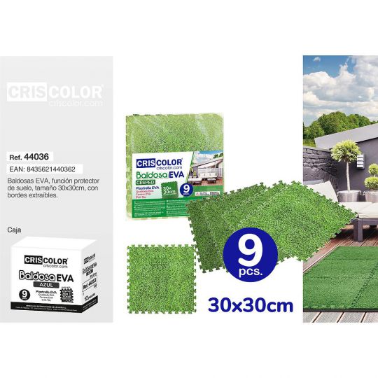 BALDOSA EVA CESPED 30X30CM 9 PCS.