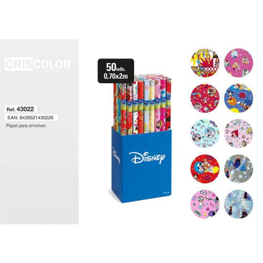 ROLLO PAPEL REGALO 70CMX2M SURTIDO DISNEY (Caja 50 Und).