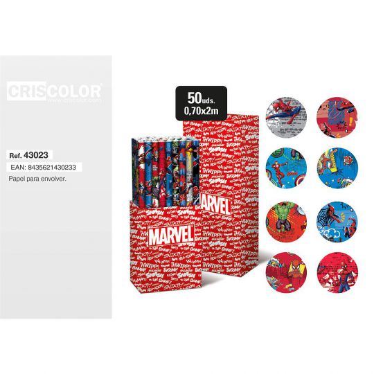 ROLLO PAPEL REGALO 70CMX2M SURTIDO MARVEL (Caja Completa 50 Und.)