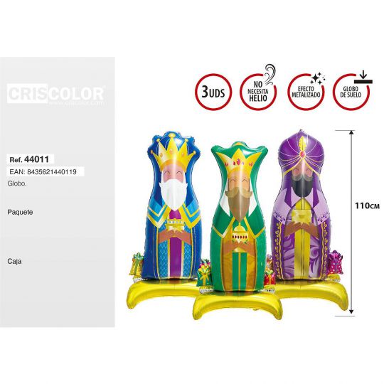 GLOBOS REYES MAGOS 110CM 3UDS