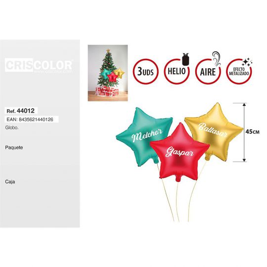 GLOBOS ESTRELLAS 45CM 3UDS