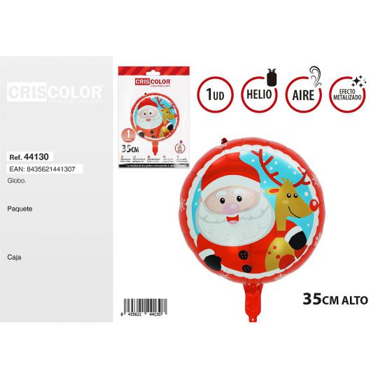 GLOBO REDONDO PAPA NOEL 35CM