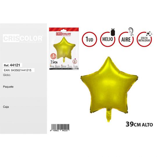 GLOBO ESTRELLA ORO 39CM