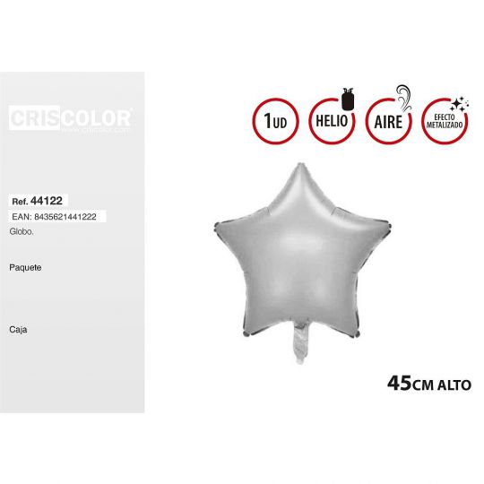 GLOBO ESTRELLA PLATA 45CM
