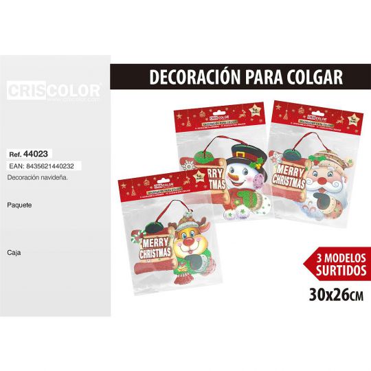 DECORACION NAVIDAD PARA COLGAR CARAS SURTIDO 3 UND.