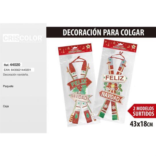 DECORACION NAVIDAD PARA COLGAR ESQUIS SURTIDO 2 UND.