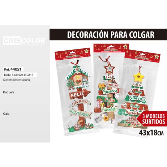 DECORACION NAVIDAD PARA COLGAR SEÑALES SURTIDO 3 UND.