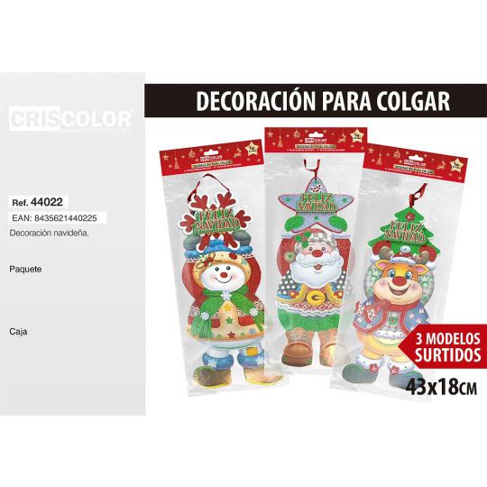 DECORACION NAVIDAD PARA COLGAR FIGURAS SURTIDO 3 UND.