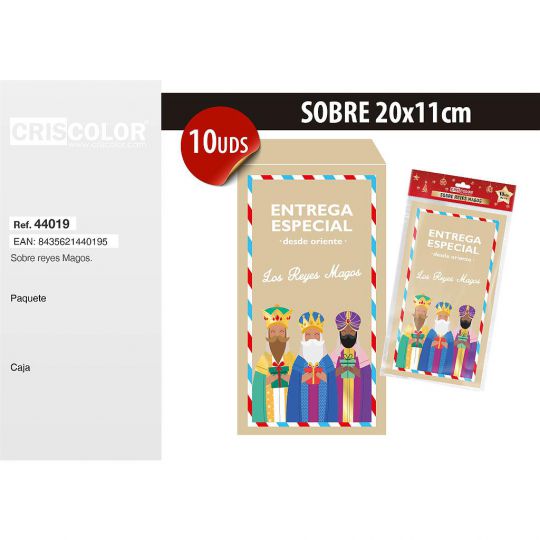 SOBRE REYES MAGOS 200x110MM (Paquete 10 Und.)