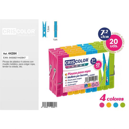 PINZAS ROPA PLASTICO 7,2CM