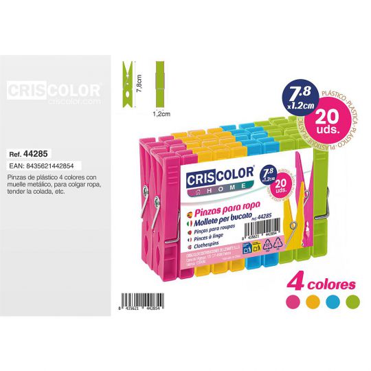 PINZAS ROPA PLASTICO 7,8CM