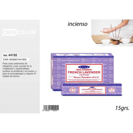 SATYA COMPETITIVE SERIE: FRENCH LAVANDER 15grs (Caja 12 Paquetes)