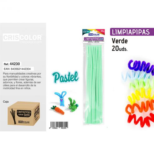 LIMPIAPIPAS VERDE PASTEL 20UDS