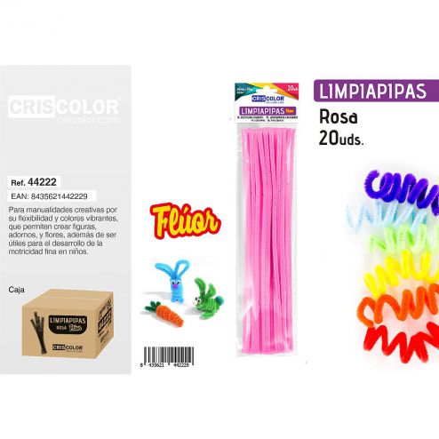 LIMPIAPIPAS ROSA FLÚOR 20UDS
