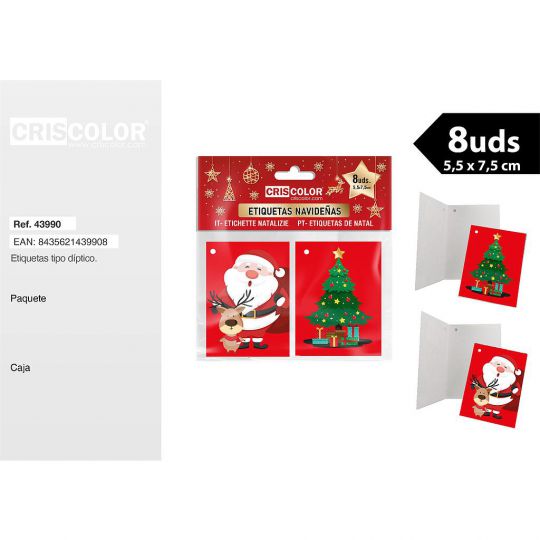ETIQUETAS NAVIDEÑAS 5,5x7,5CM  8UDS