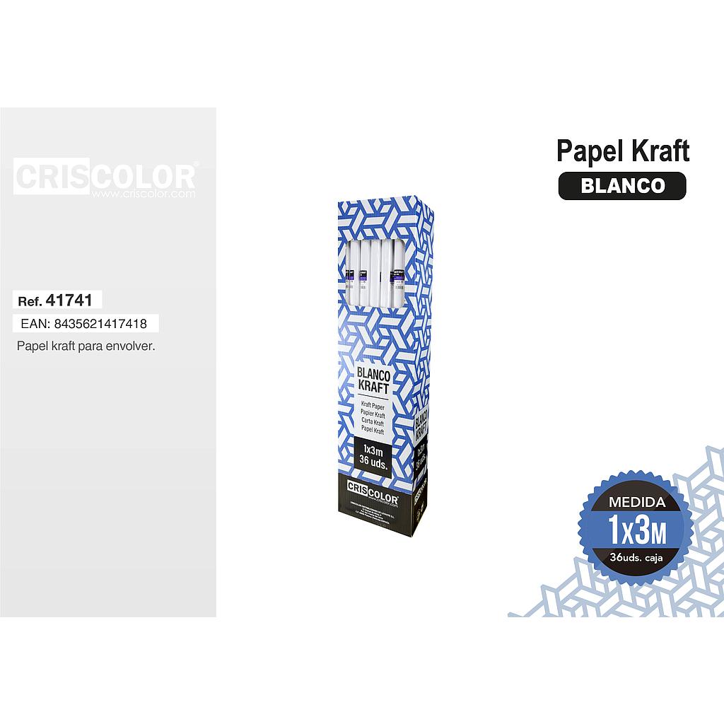 PAPEL BLANCO KRAFT 1X3M (Caja 36 Und).