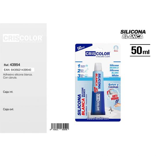 ADHESIVO SILICONA BLANCA 50ML CON CÁNULA