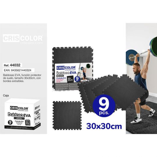 BALDOSA EVA NEGRO 30X30CM 9 PCS.