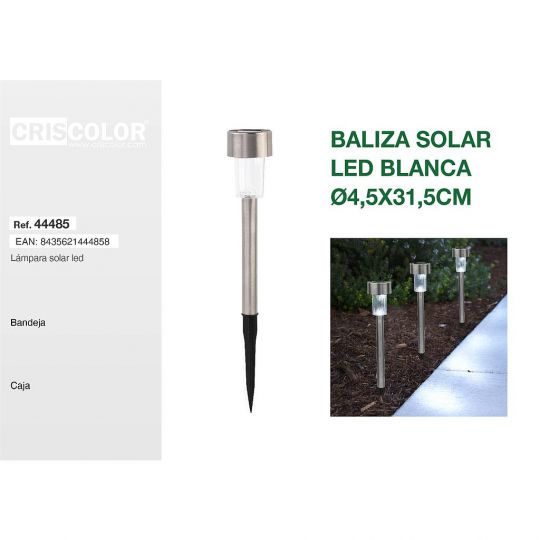 BALIZA SOLAR JARDIN LED BLANCA Ø4,5X31,5CM (Precio Unitario)