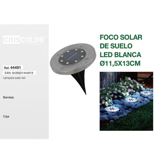 FOCO SOLAR DE SUELO LED BLANCA Ø11,5X13CM (Precio Unitario)