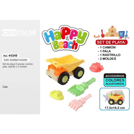 HAPPY BEACH SET CAMION, PALA, RASTRILLO y 2 MOLDES