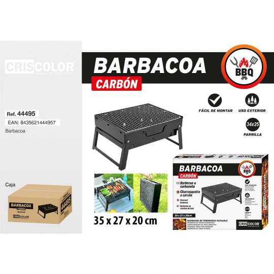 BARBACOA DE CARBON SOBREMESA PLEGABLE 35X27X20CM