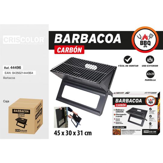 BARBACOA DE CARBON SOBREMESA PLEGABLE 45X30X31CM