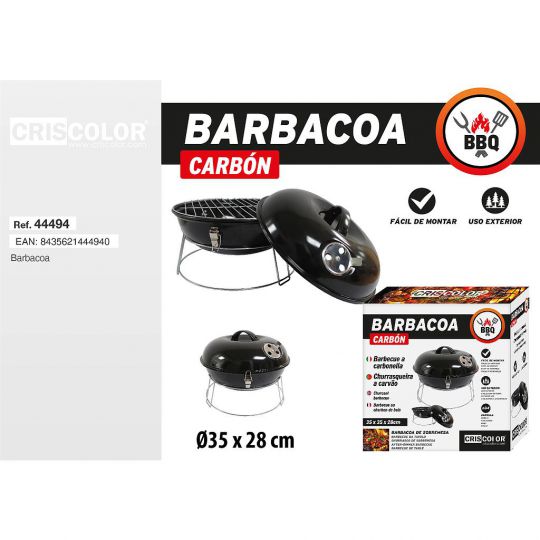 BARBACOA DE CARBON REDONDA SOBREMESA 35X35X28CM