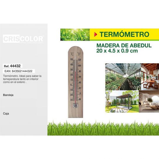 TERMOMETRO DE MADERA DE ABEDUL
