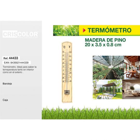 TERMOMETRO DE MADERA DE PINO