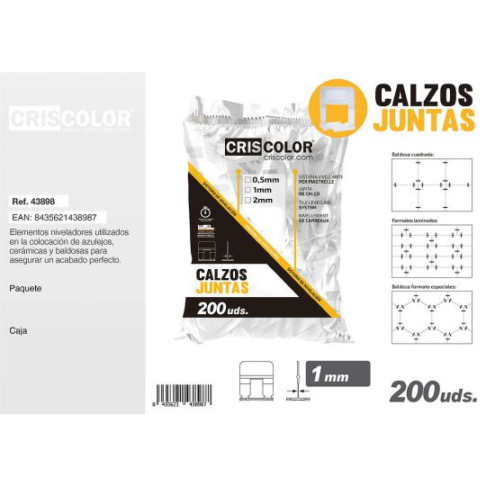 CALZO JUNTAS 1MM 200UDS.