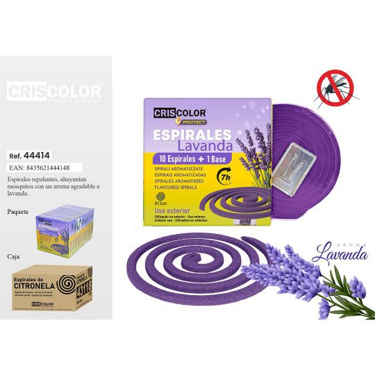 ESPIRAL AROMA LAVANDA Ø13CM (Caja de 10 und + Base)