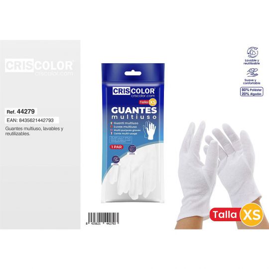 GUANTES MULTIUSO BLANCO TALLA XS (Precio de 1 Par)