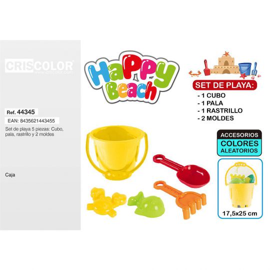 HAPPY BEACH SET CUBO PALA RASTRILLO 2 MOLDES