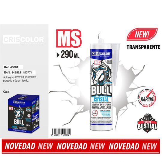 CRISCOLOR BULL MS ADHESIVO EXTRAFUERTE CRYSTAL 290ML (Caja 12 und.)