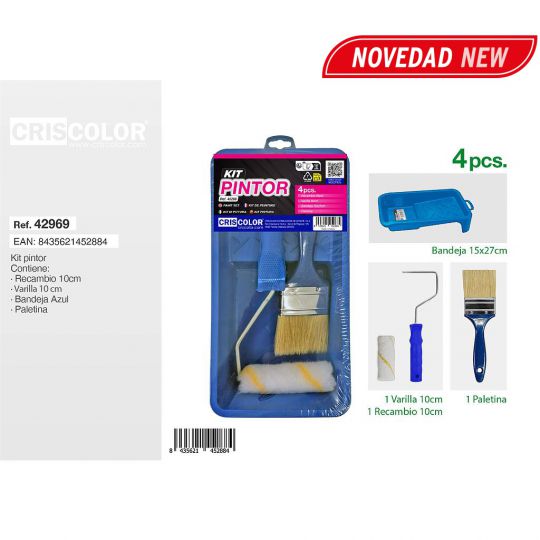 KIT PINTOR RODILLO ANTIGOTA + BANDEJA + PALETINA