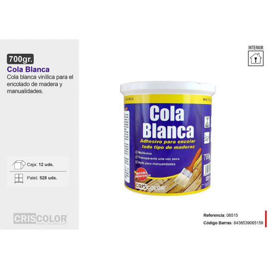 COLA BLANCA PARA MADERA 700G (Caja de 12Und).