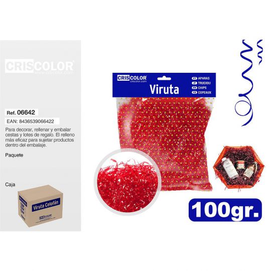 VIRUTA CELOFAN ROJA BOLSA 100G