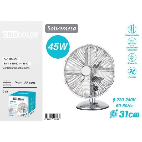 VENTILADOR MESA VELVET CROMADO NºRII-AEE: 8813