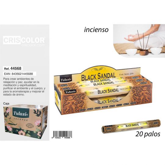 INCIENSO TULASI CLASSIC BLACK SANDAL (Caja 6 Paquetes)