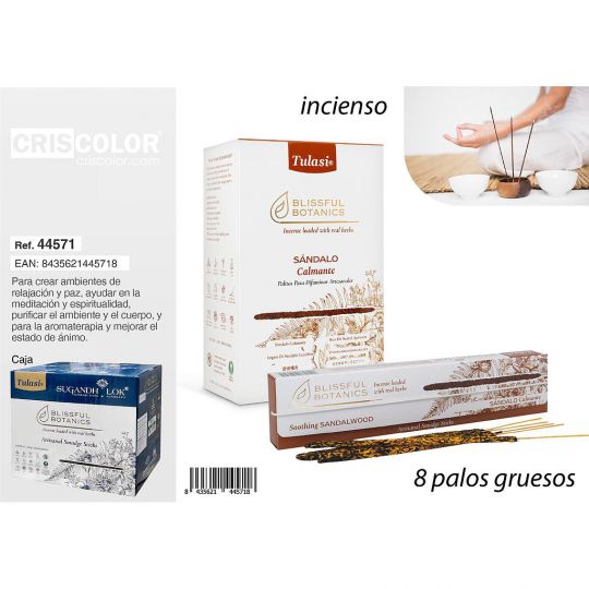 INCIENSO TULASI SMUDGE SOOTHING SANDALWOOD (Caja 12 Paquetes)