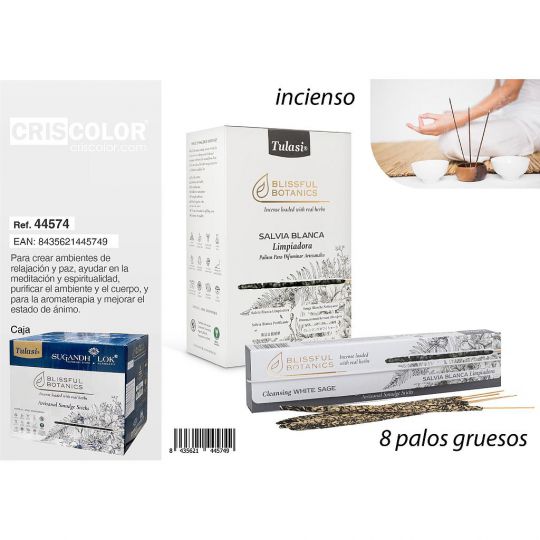 INCIENSO TULASI SMUDGE CLEANSING WHITE SAGE (Caja 12 Paquetes)