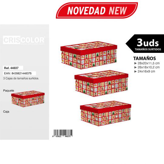 CAJAS NAVIDAD SELLOS TAMAÑO XL SURTIDO 3UDS