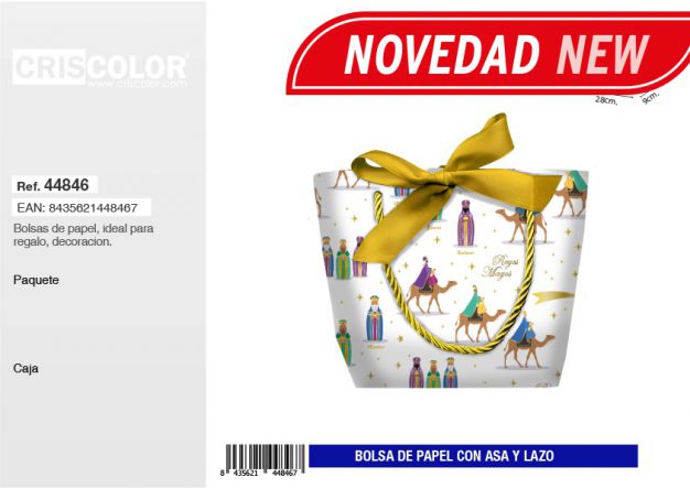 BOLSA NAVIDAD BELEN CON LAZO 28x9x20CM (Pack 12Und).