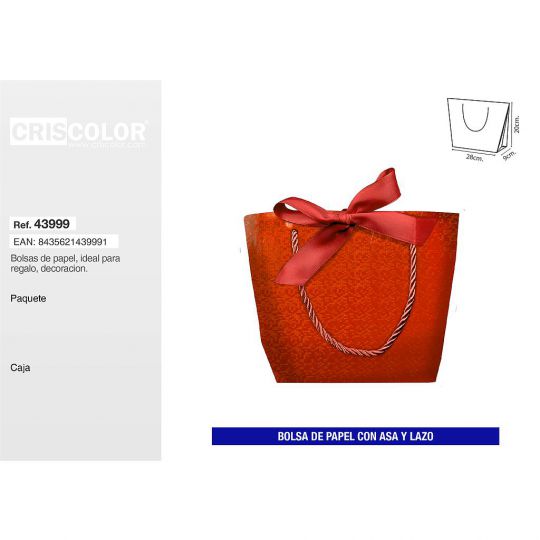 BOLSA PURPURINA ROJO CON LAZO 28+9x20CM (Pack 12Und).