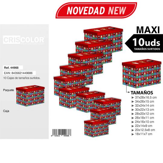 CAJAS MAXI RECTANGULAR NAVIDAD REYES MAGOS TAMAÑO SURTIDO 10UDS