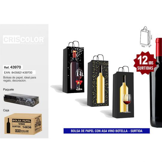 BOLSA PAPEL 14+8x36 VINO SURTIDA 210GR (Pack 12Und).