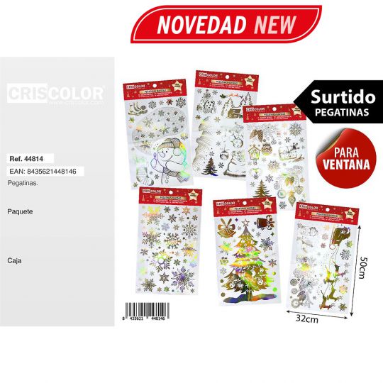 PEGATINAS NAVIDAD METALIZADA SURTIDO VENTANA (Precio Unitario)